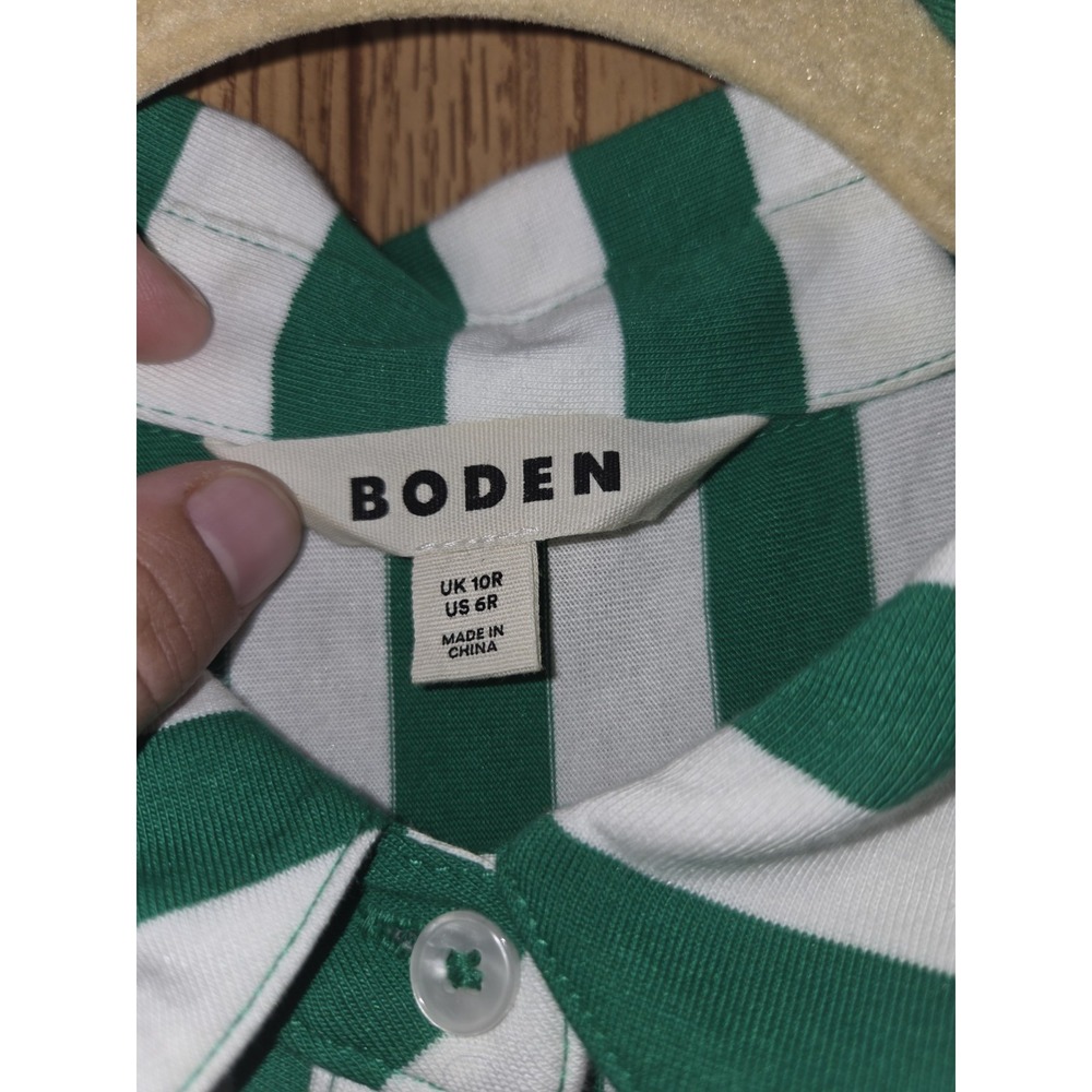 Boden Dress Womens Size US 6R Green White Striped Button Up Midi Shirt - Picture 6 of 16